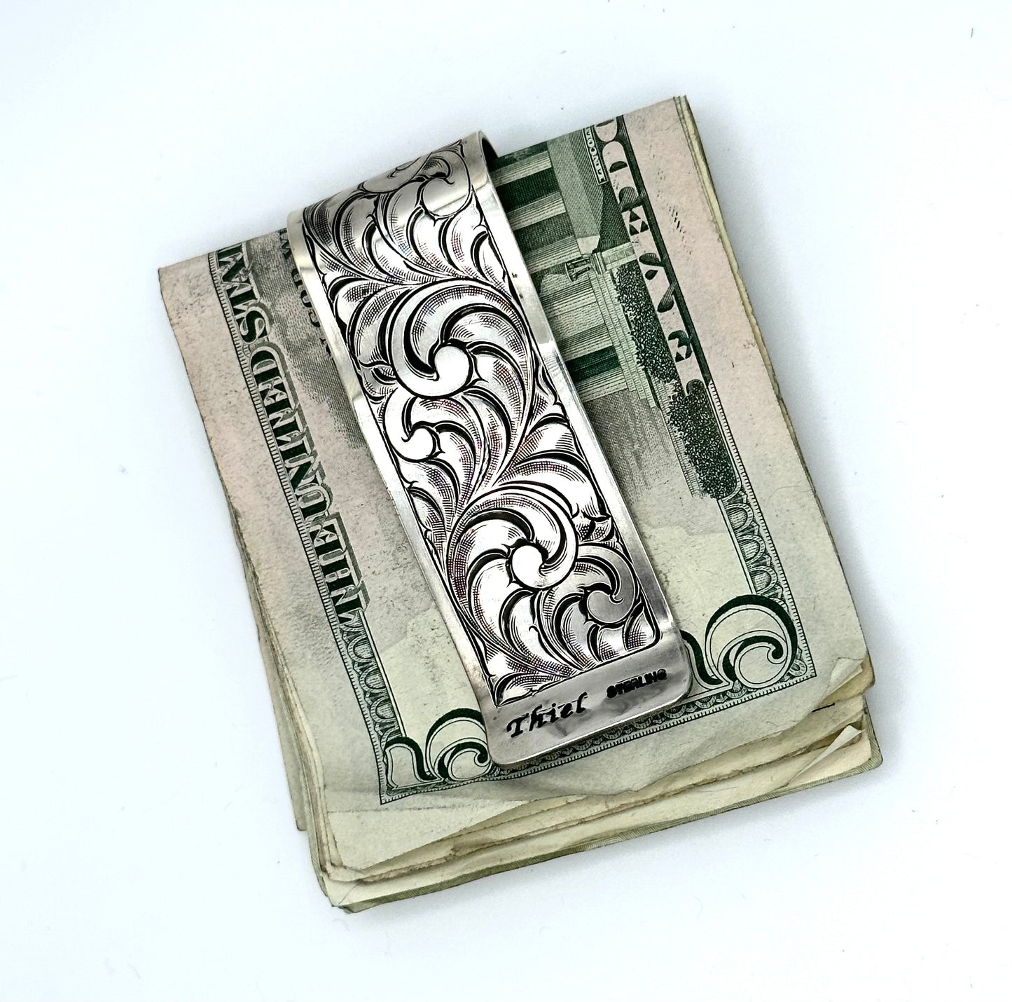 Money Clip hand engraved