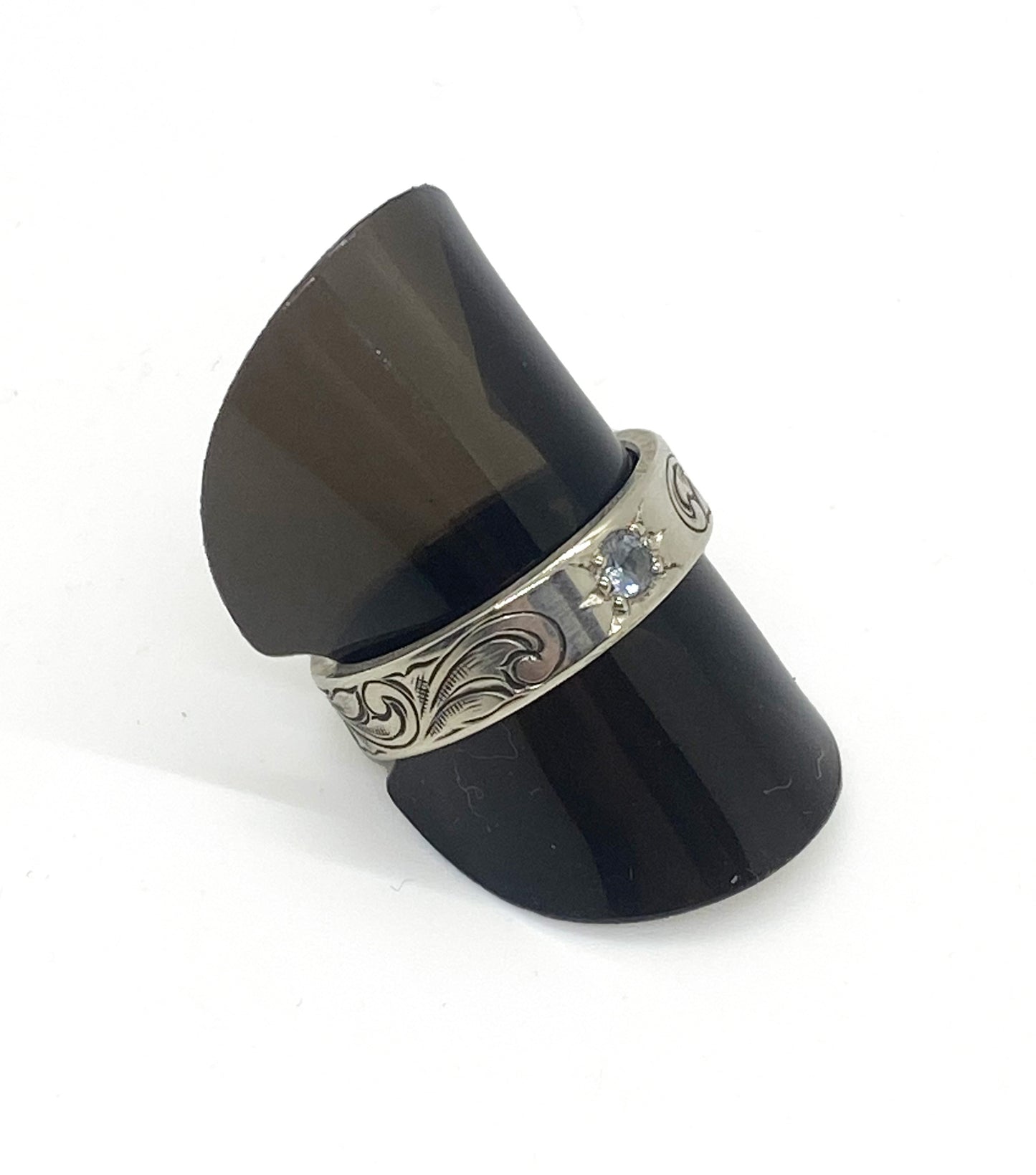 Sterling Band & Aquamarine 7 3/4