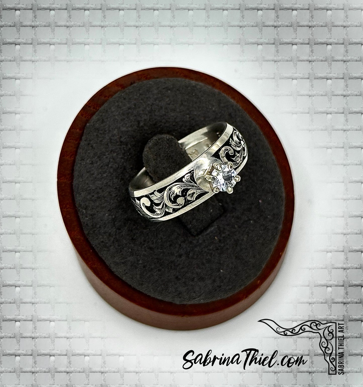 Sterling Band White Sapphire Sz 8