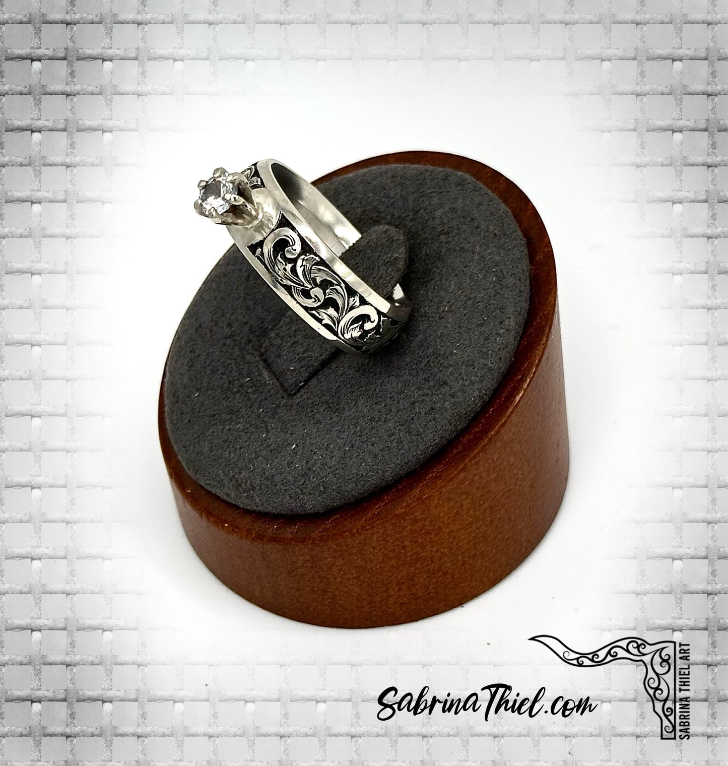Sterling Band White Sapphire Sz 8