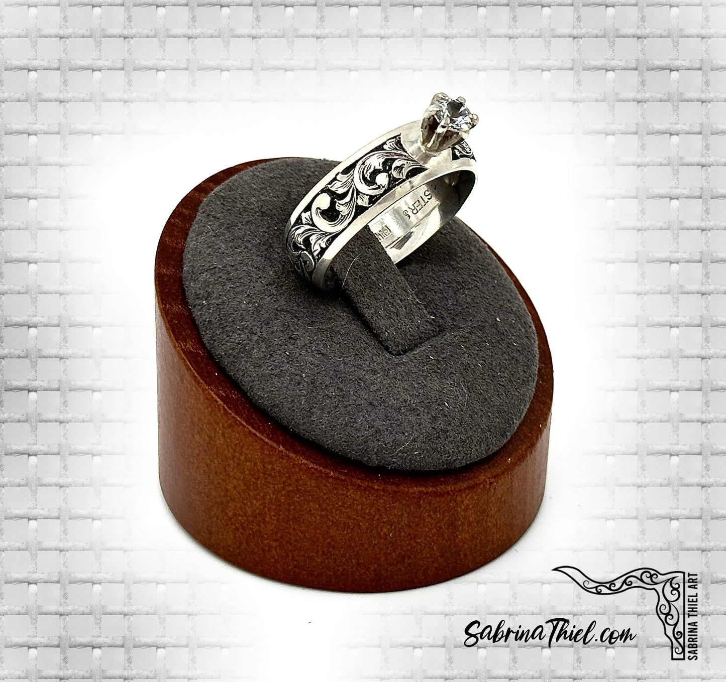 Sterling Band White Sapphire Sz 8