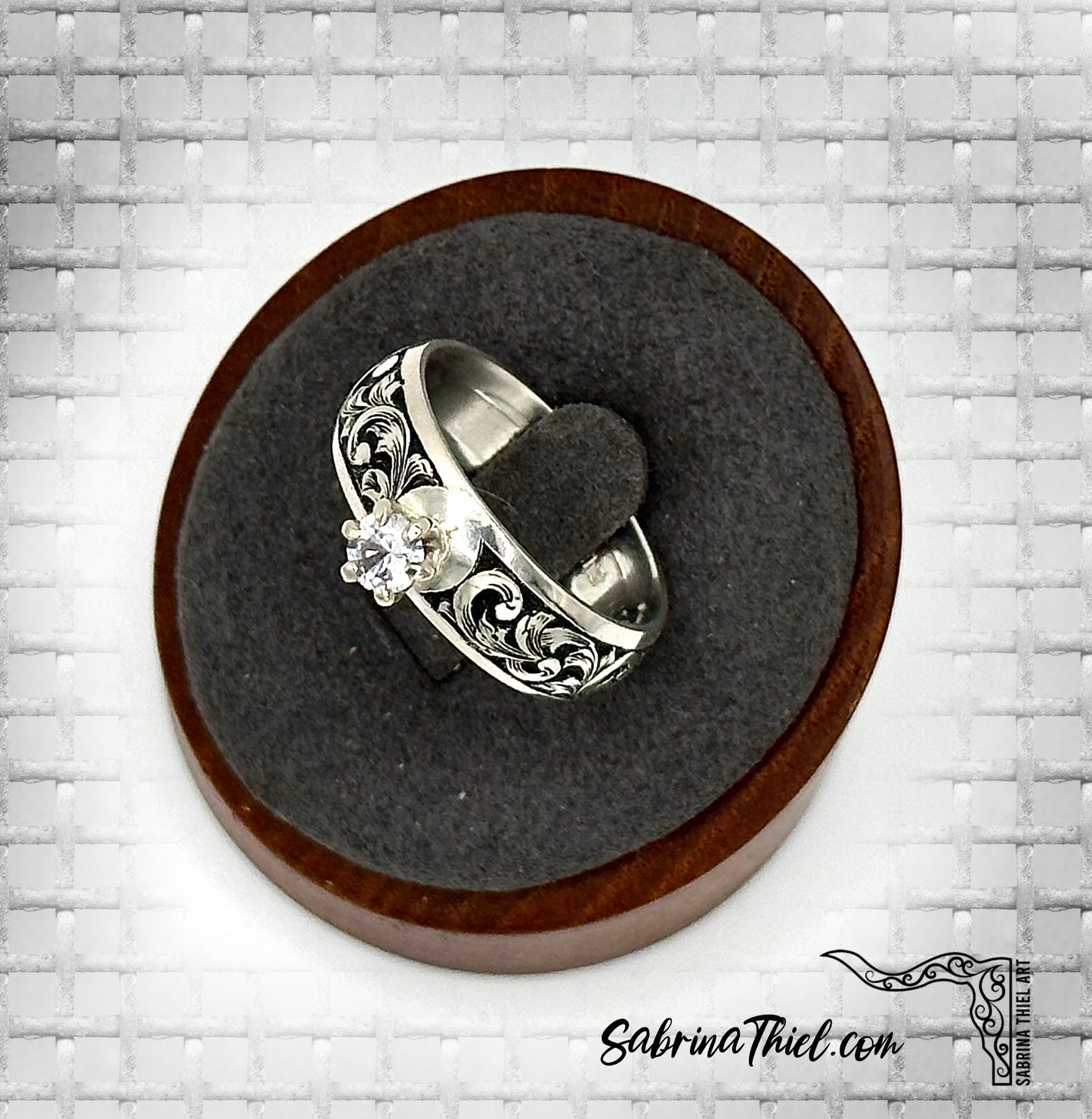 Sterling Band White Sapphire Sz 8