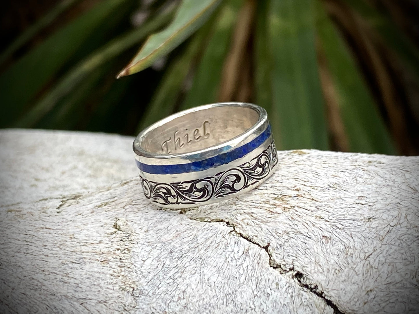 Sterling Band Crushed Lapis Sz 9