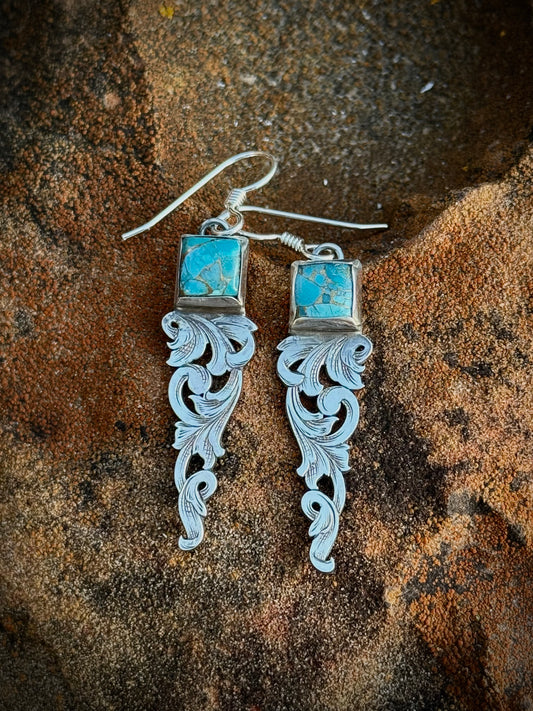 Turquoise Filigree Earrings shorter