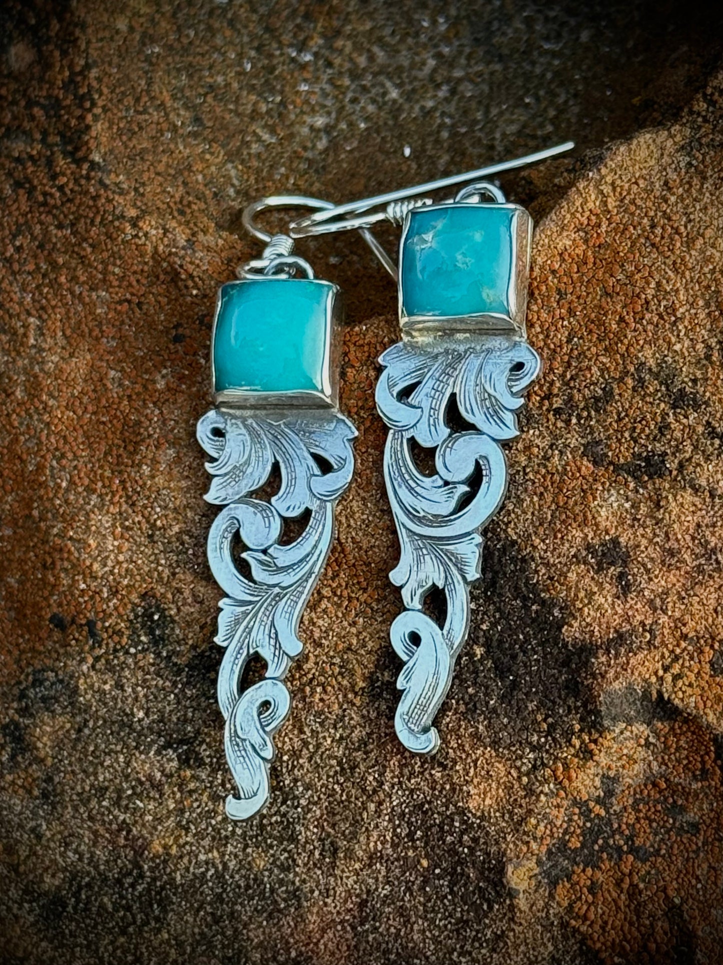 Turquoise Filigree Earrings shorter