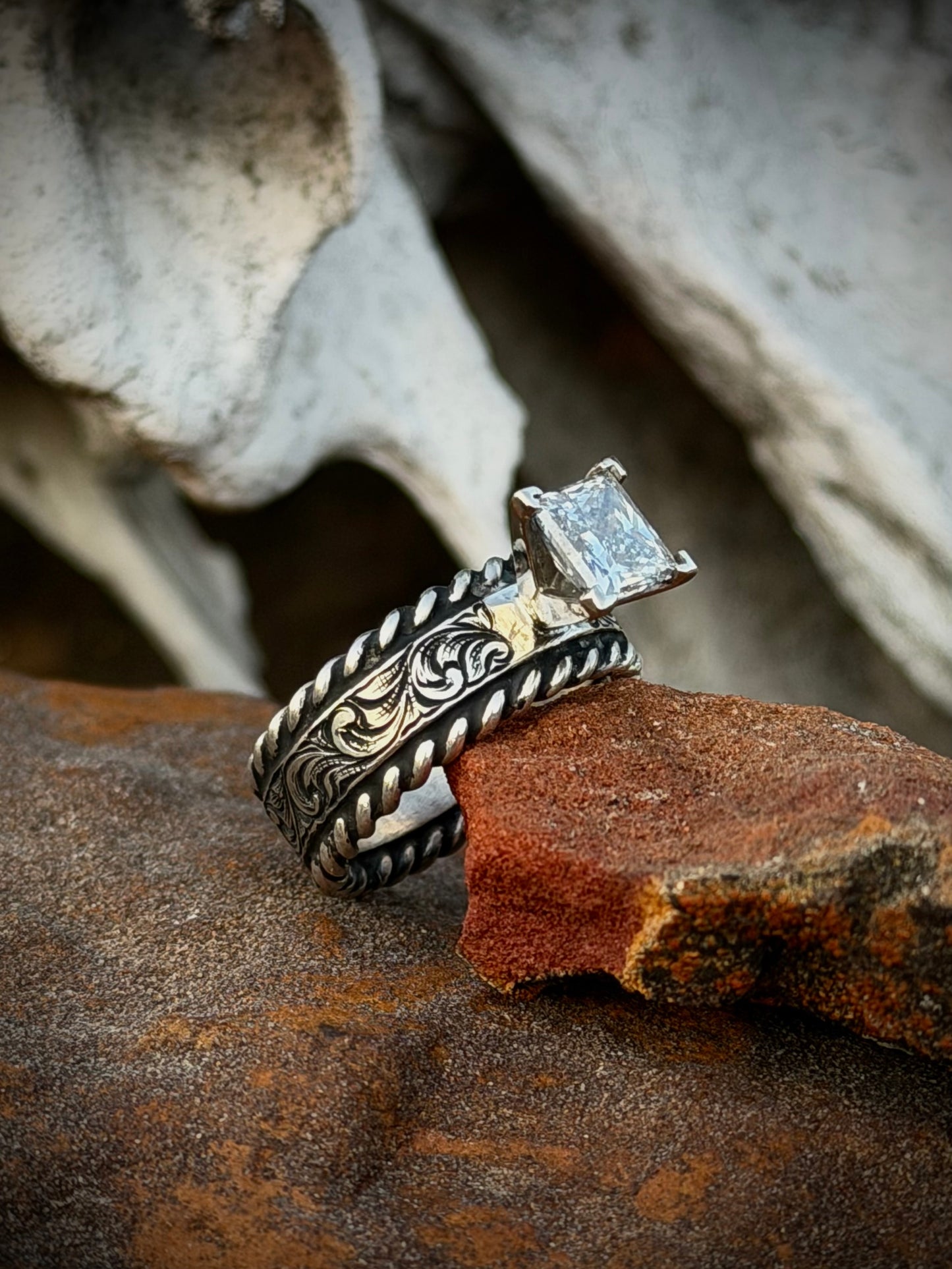 Sterling Solitaire Ring Sz 6.25
