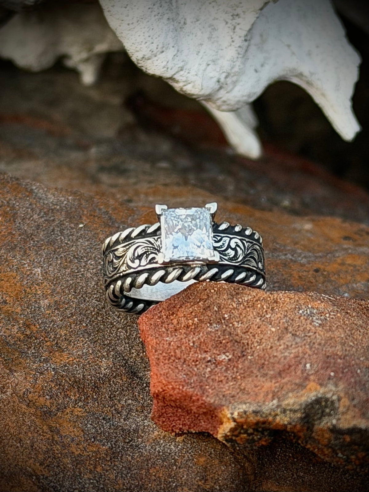 Sterling Solitaire Ring Sz 6.25