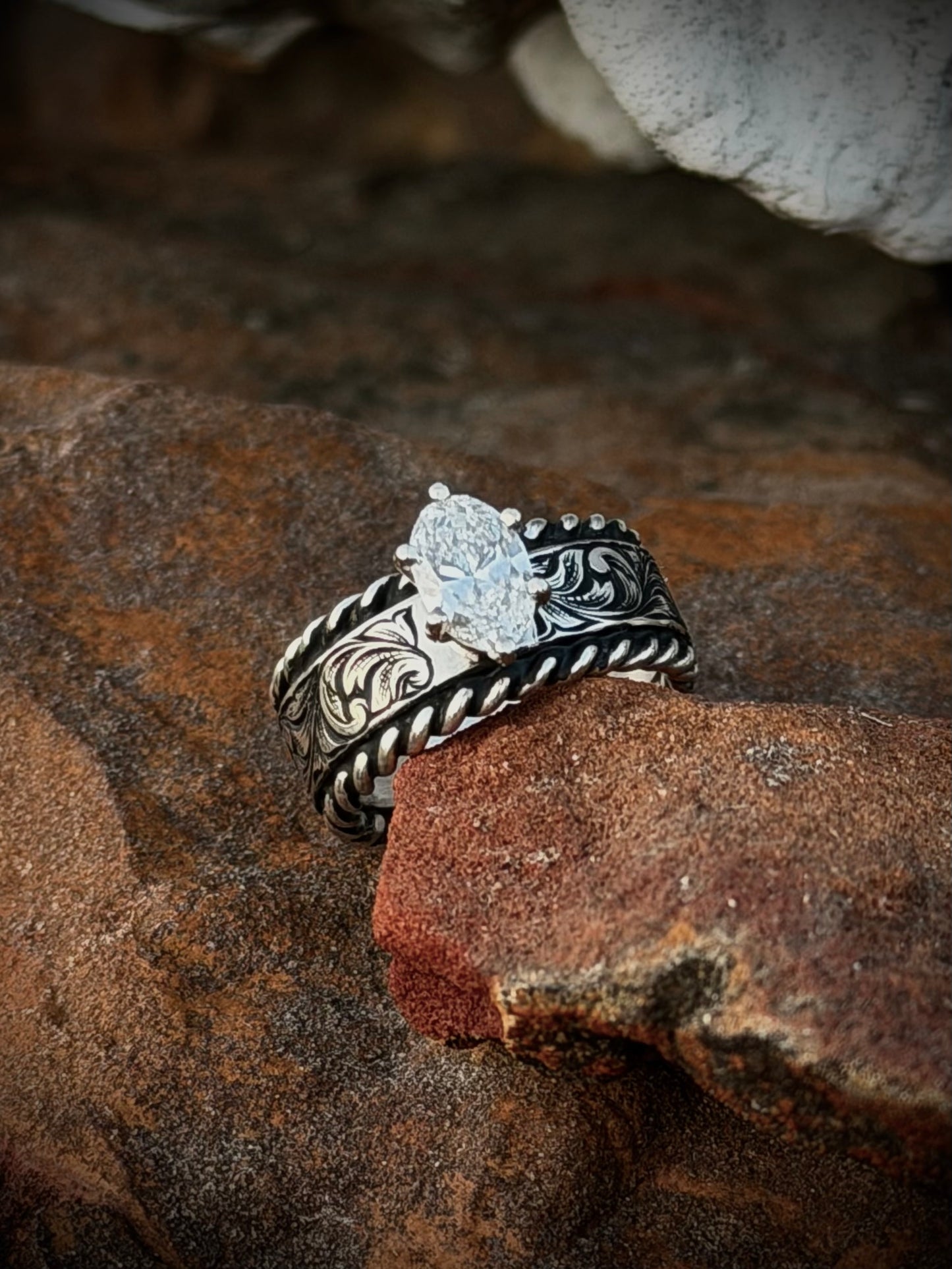 Sterling Solitaire Ring Sz 6.5