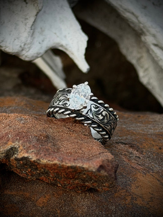 Sterling Solitaire Ring Sz 6.5