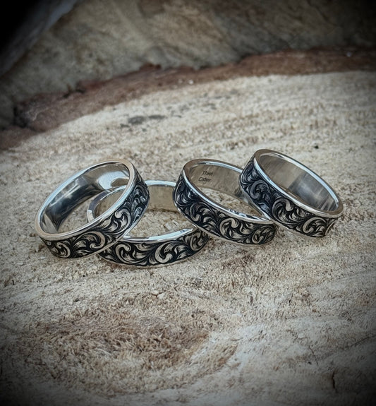 Sterling Wedding bands flat (choose Size)