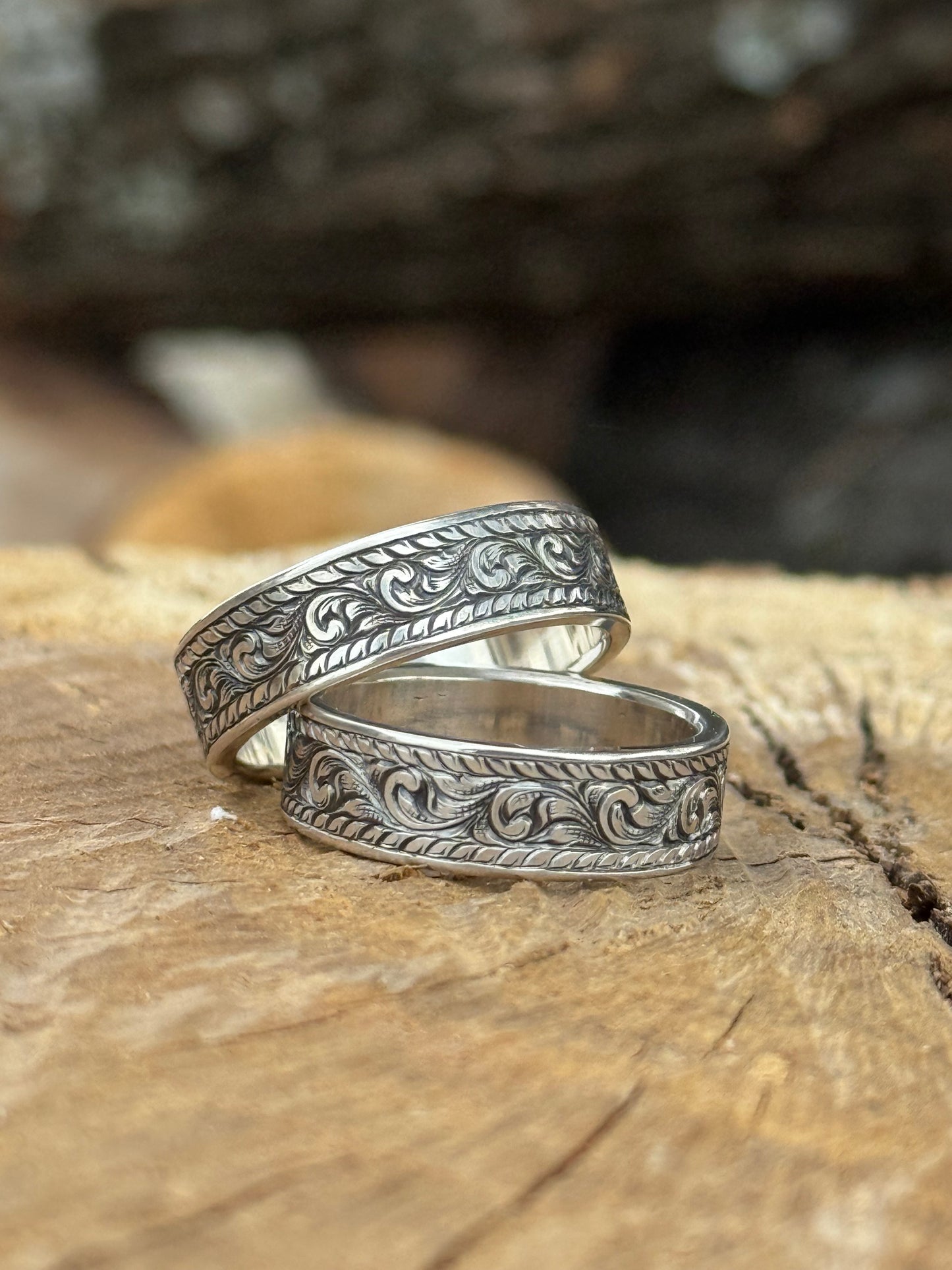Sterling Wedding bands flat (choose Size)