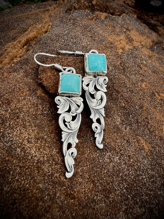 Turquoise Filigree Earrings shorter