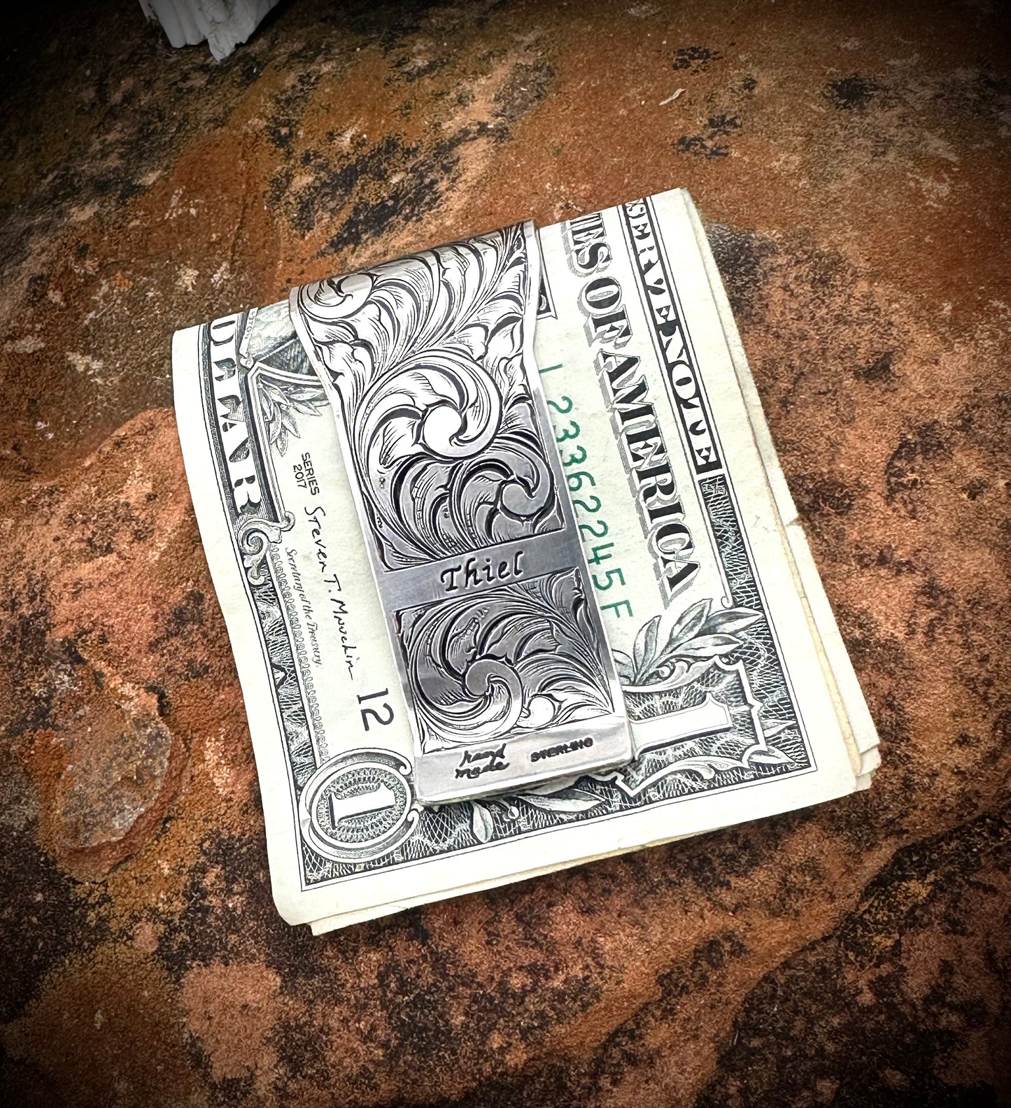 Money Clip hand engraved