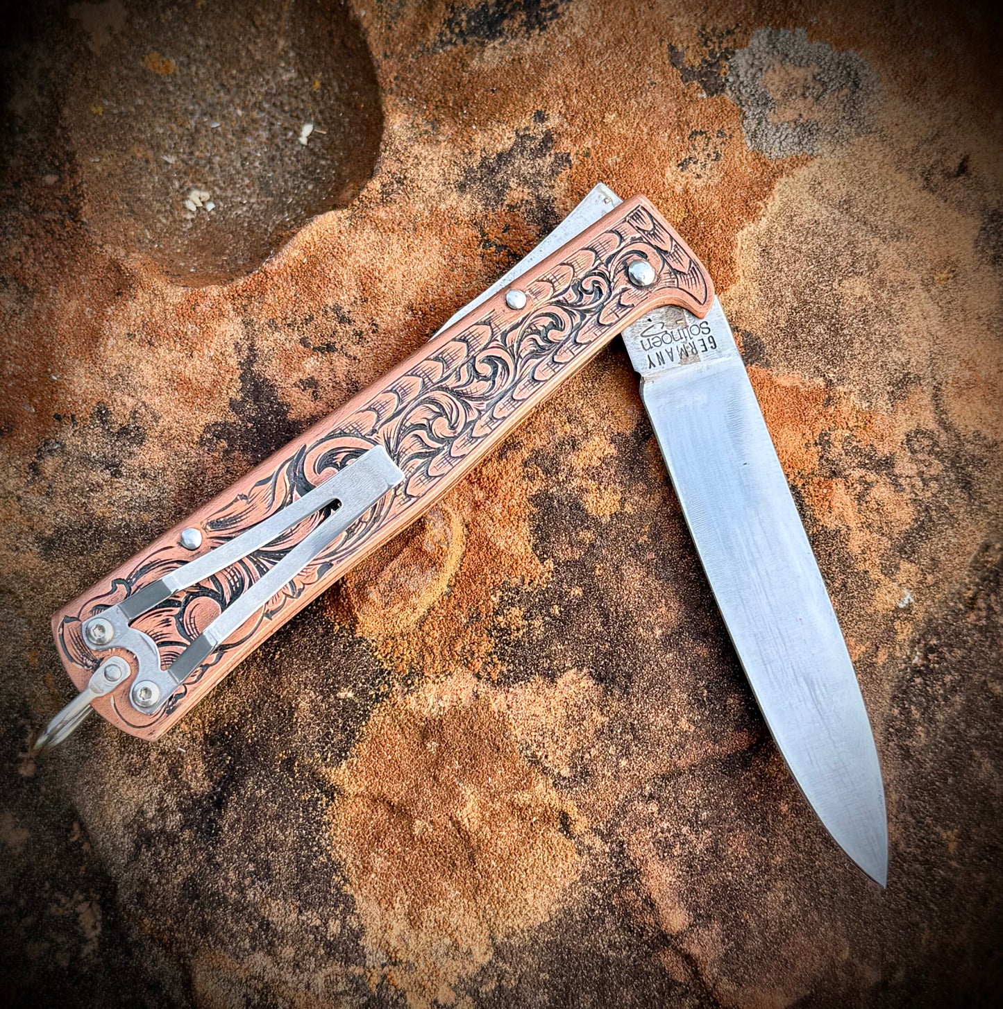 German Otter Knife Carbon Steel Pocket Clip