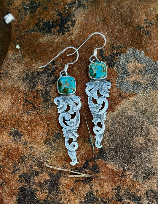 Turquoise Filigree Earrings