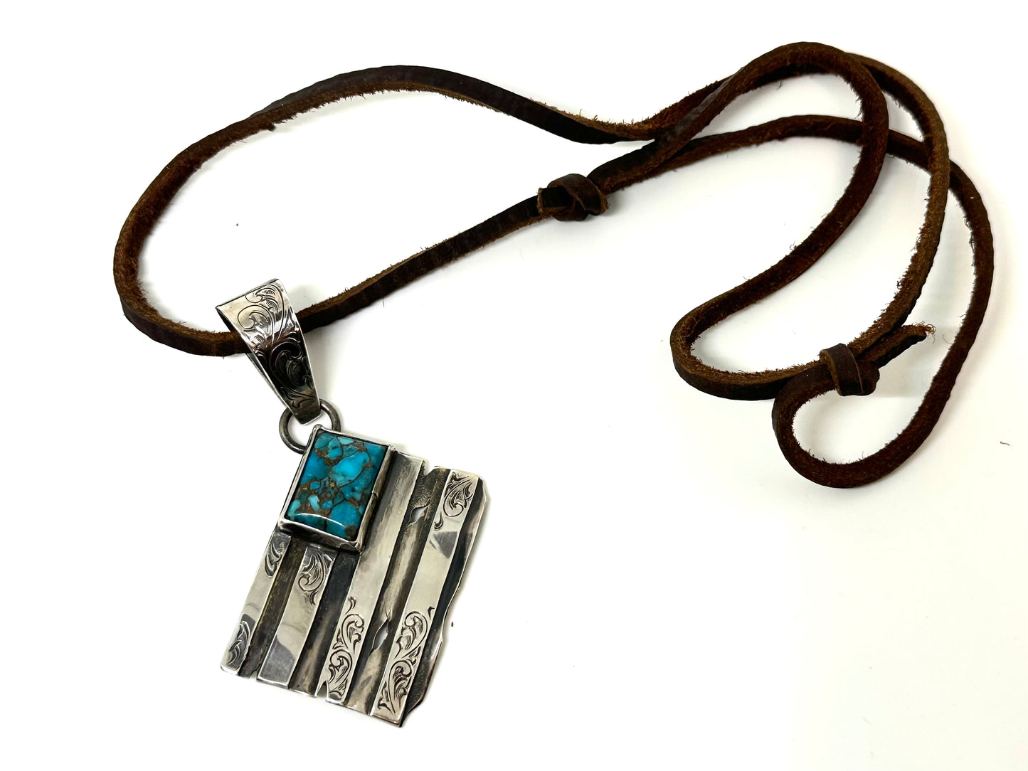 Flag Pendant with turquoise