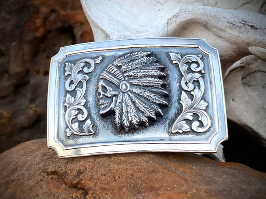 Indian Skull Sterling Buckle